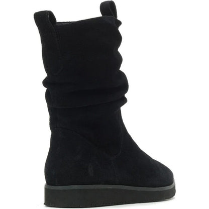Black - Back - Hush Puppies Womens-Ladies Chow Chow Ruched Suede Ankle Boots