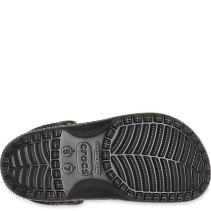 Black-Gold - Close up - Crocs Unisex Adult Classic Glitter Clogs