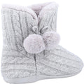 Grey - Back - Fleet & Foster Womens-Ladies Apple Pom Pom Slippers