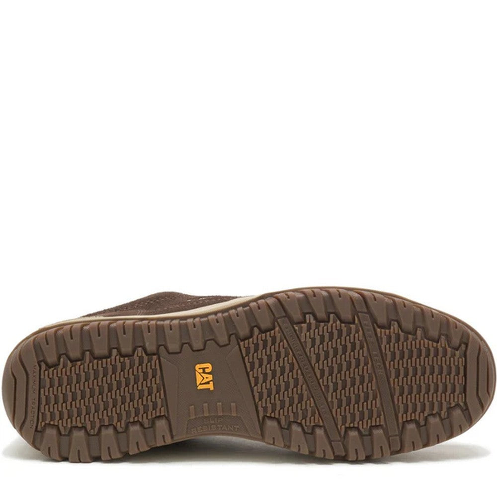 Brown - Close up - CAT Lifestyle Mens Decade Leather Trainers