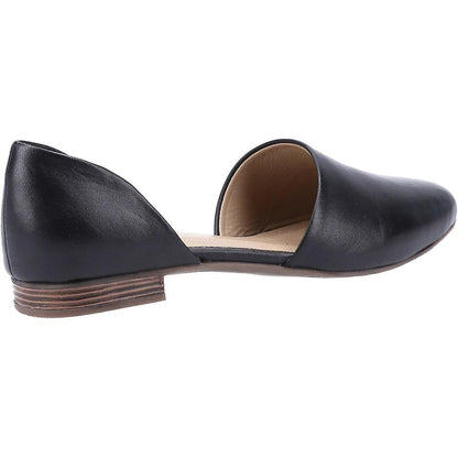 Black - Back - Hush Puppies Womens-Ladies Makeda D´Orsay Leather Flat Pumps