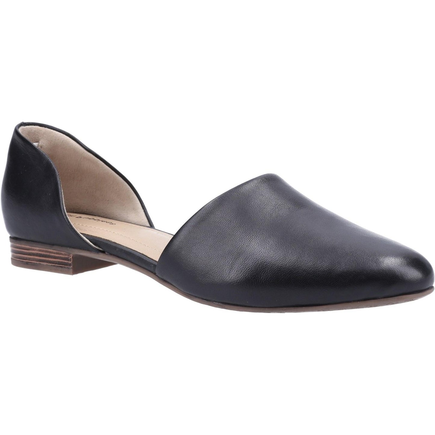 Black - Front - Hush Puppies Womens-Ladies Makeda D´Orsay Leather Flat Pumps