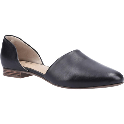 Black - Front - Hush Puppies Womens-Ladies Makeda D´Orsay Leather Flat Pumps