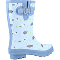 Blue - Side - Cotswold Womens-Ladies Farmyard Sheep Mid Calf Wellington Boots