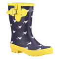 Navy-Yellow - Back - Cotswold Womens-Ladies Farmyard Chicken Mid Calf Wellington Boots