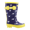 Navy-Yellow - Front - Cotswold Childrens-Kids Farmyard Chicken Wellington Boots
