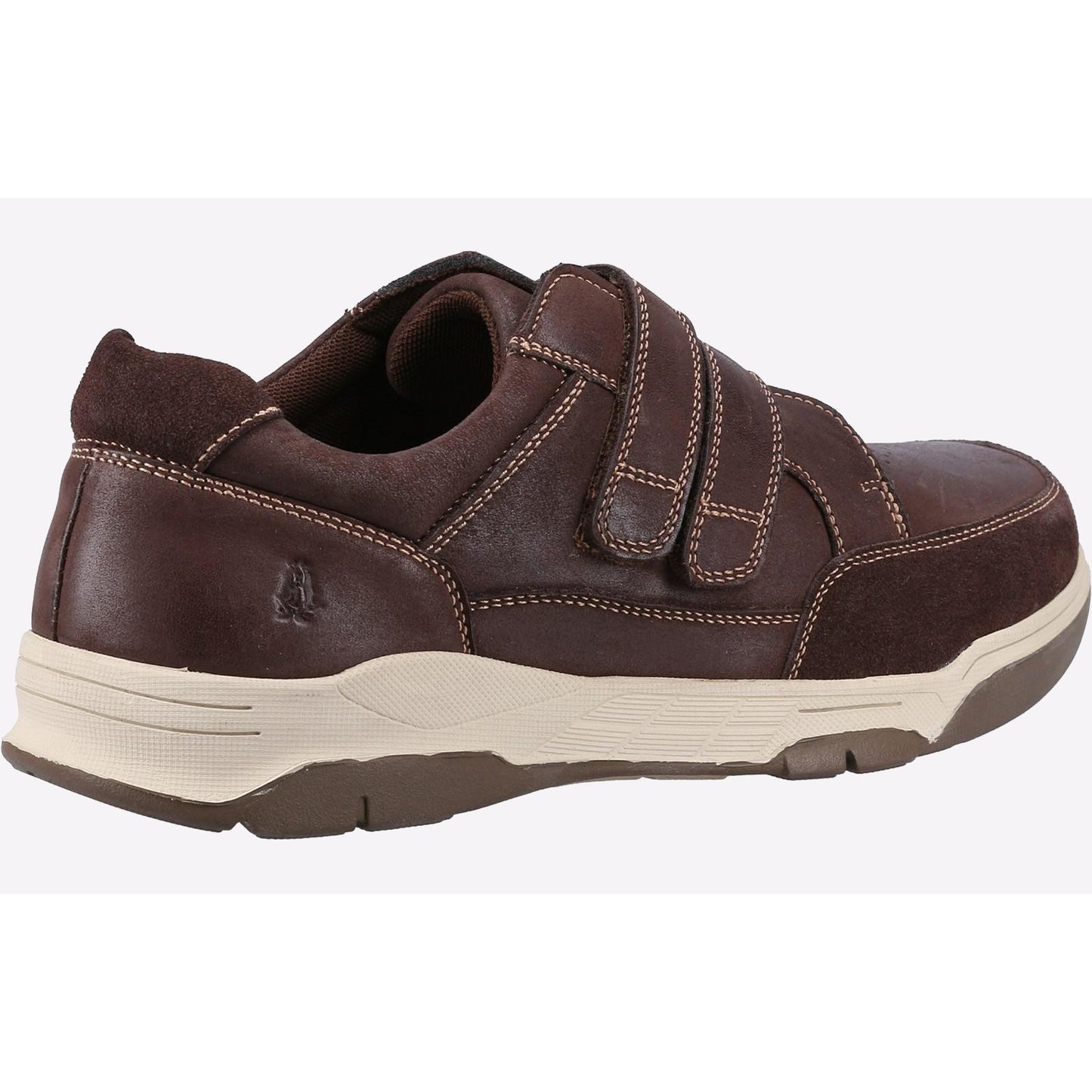 Brown - Back - Hush Puppies Mens Fabian Leather Double Strap Shoes