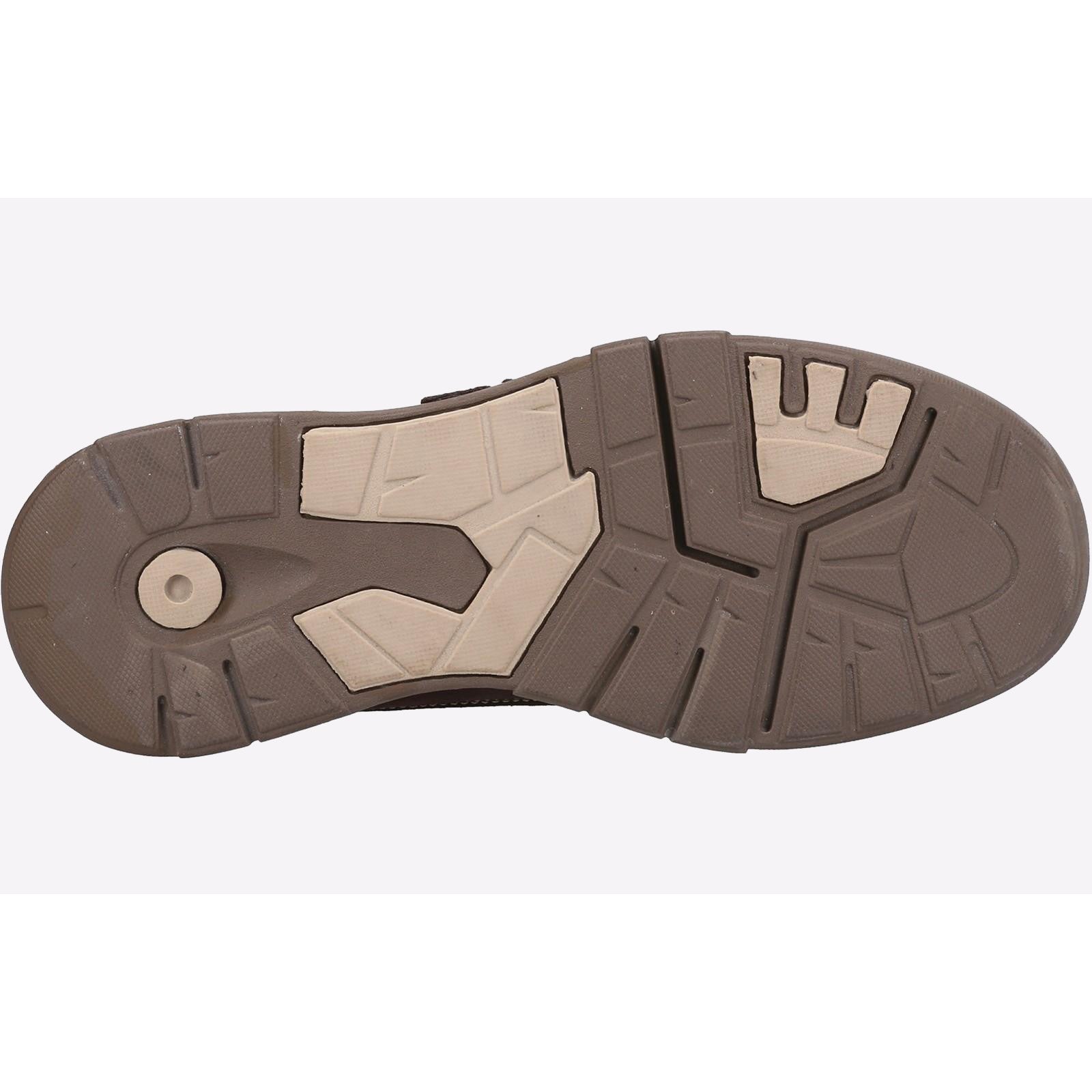 Brown - Side - Hush Puppies Mens Fabian Leather Double Strap Shoes