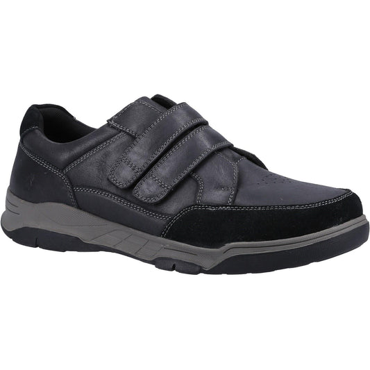Black - Front - Hush Puppies Mens Fabian Leather Double Strap Shoes