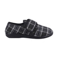 Black - Back - GBS Med Mens Gerald Classic Checked Slippers