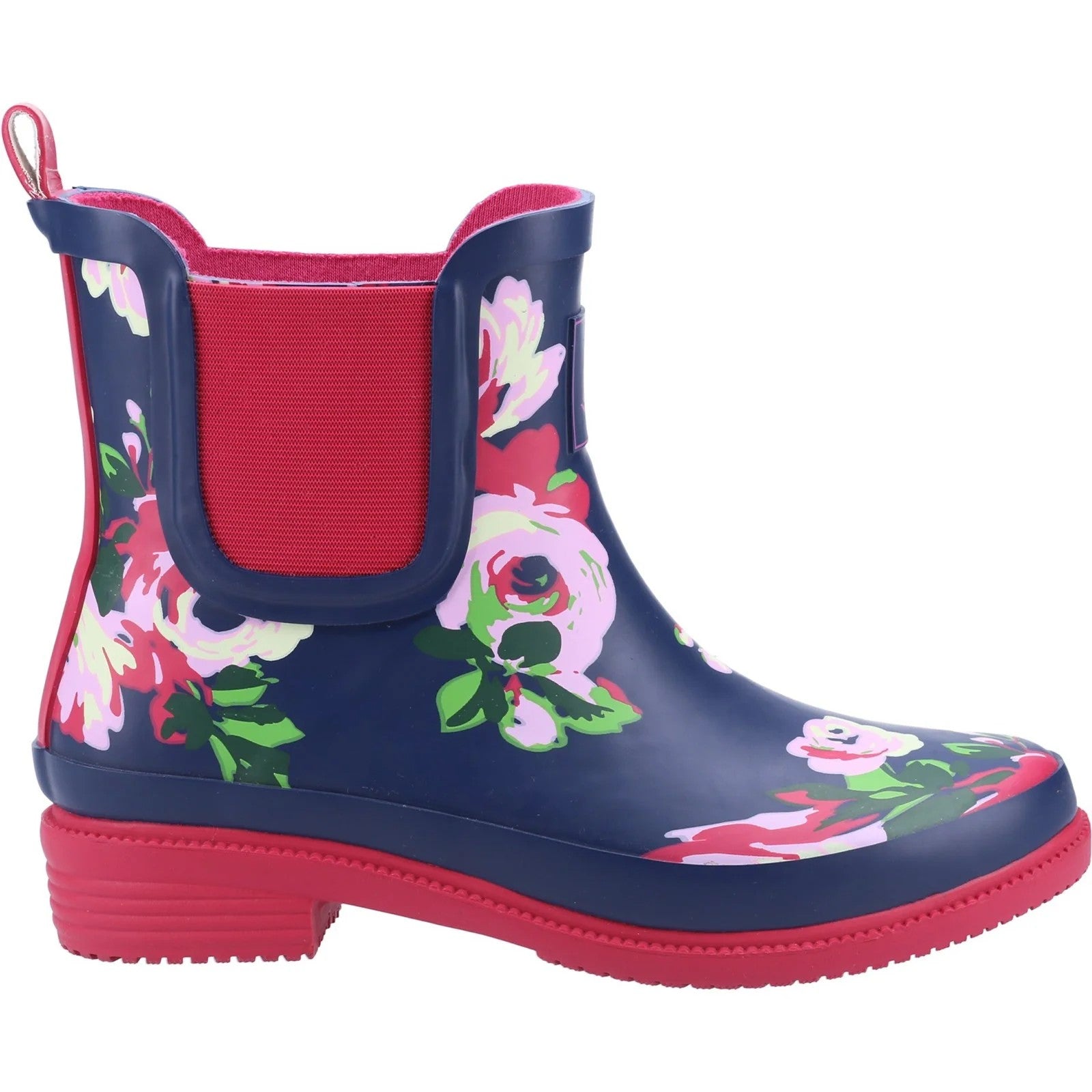 Navy-Pink - Back - Hush Puppies Womens-Ladies Minnie Floral Wellington Boots