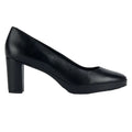 Black - Back - Geox Womens-Ladies Walk Pleasure Leather Court Shoes