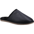 Black - Front - Hush Puppies Mens Coady Leather Slippers