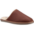 Tan - Front - Hush Puppies Mens Coady Leather Slippers
