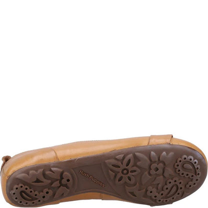Tan - Back - Hush Puppies Womens-Ladies Jada Knot Ballerina Leather Pumps