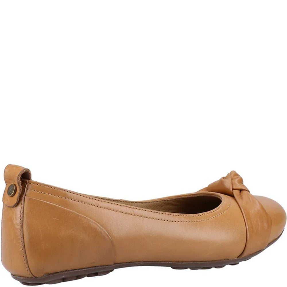 Tan - Lifestyle - Hush Puppies Womens-Ladies Jada Knot Ballerina Leather Pumps