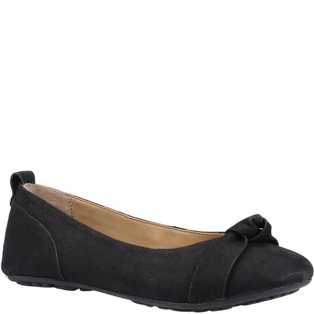 Black - Front - Hush Puppies Womens-Ladies Jada Knot Ballerina Leather Pumps