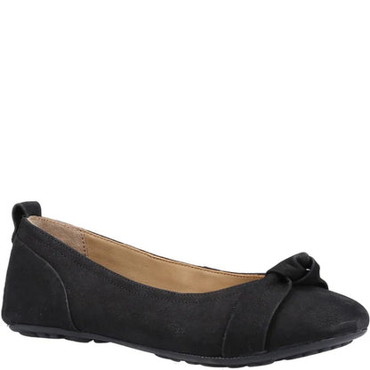 Black - Front - Hush Puppies Womens-Ladies Jada Knot Ballerina Leather Pumps
