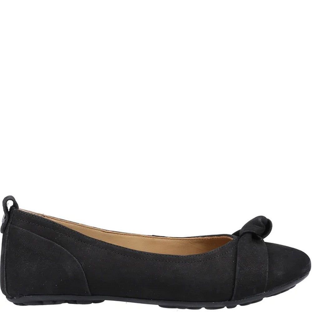Black - Side - Hush Puppies Womens-Ladies Jada Knot Ballerina Leather Pumps