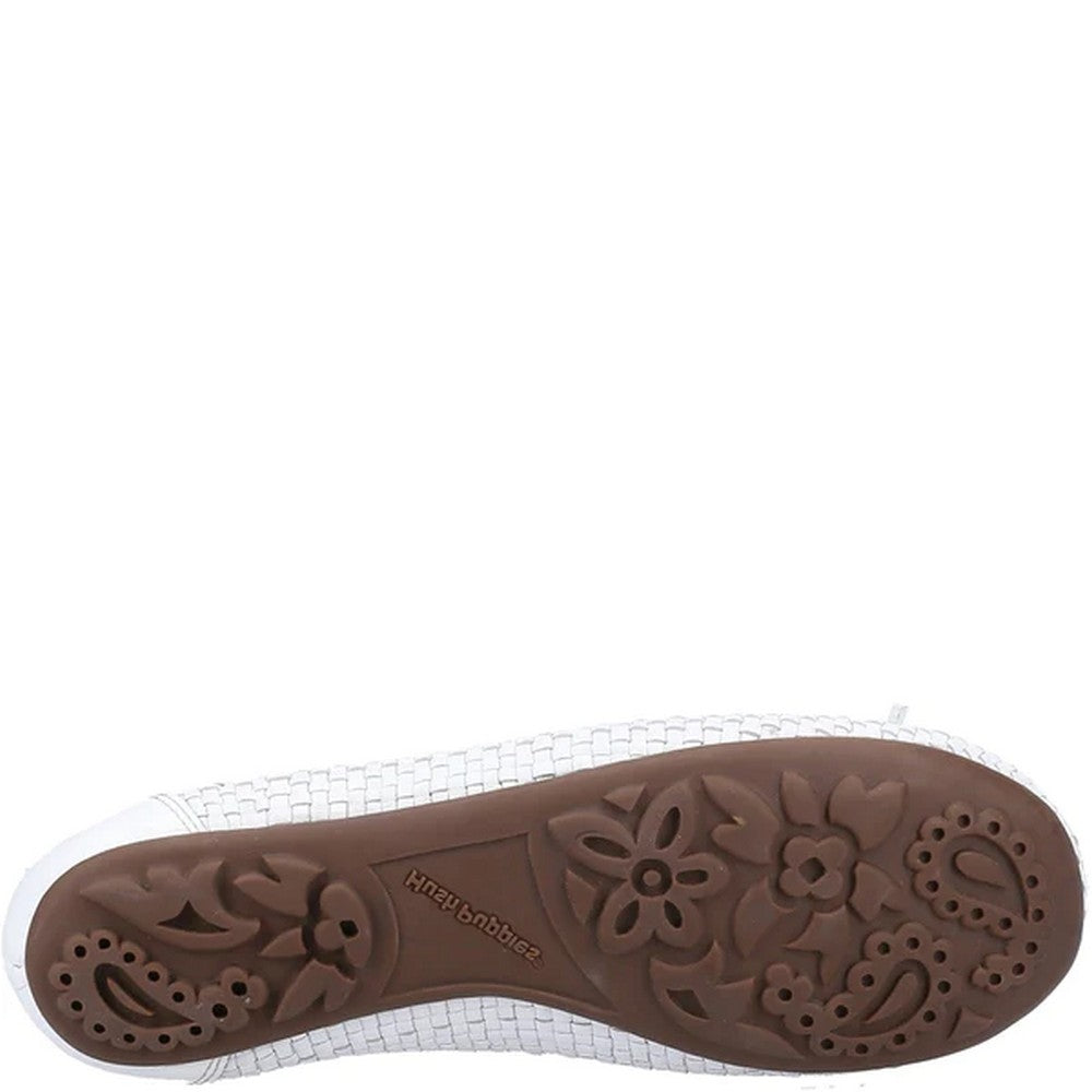 White - Back - Hush Puppies Womens-Ladies Ballerina Leather Pumps