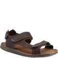 Brown - Front - Hush Puppies Mens Neville Leather Adjustable Strap Sandals