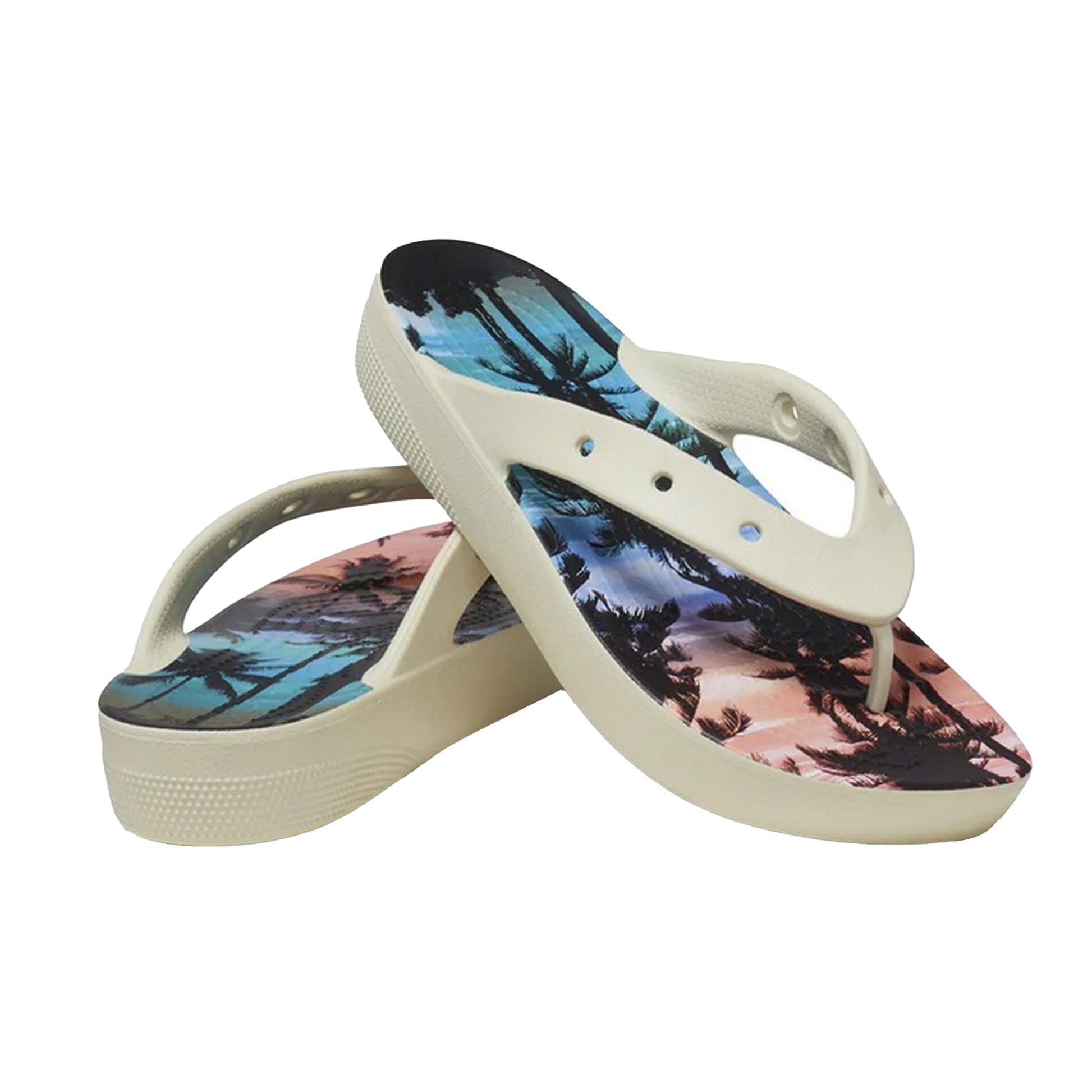 Multicoloured - Pack Shot - Crocs Womens-Ladies Classic Summer Nostalgia Flip Flops