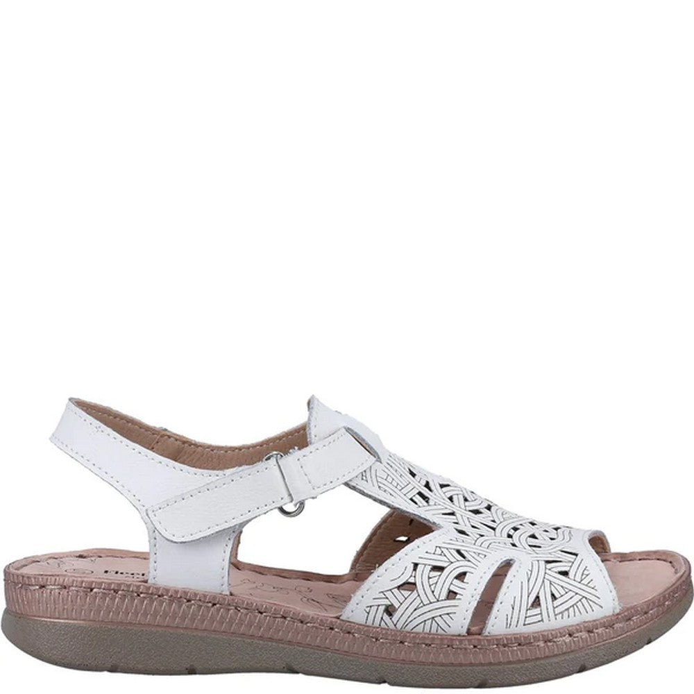 White - Side - Fleet & Foster Womens-Ladies Ruth Leather Sandals