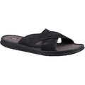 Black - Front - Hush Puppies Mens Nile Crossover Leather Sandals