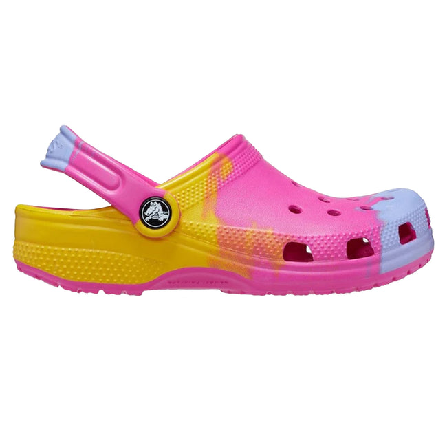 Pink-Yellow-Blue - Back - Crocs Childrens-Kids Classic Ombre Clogs