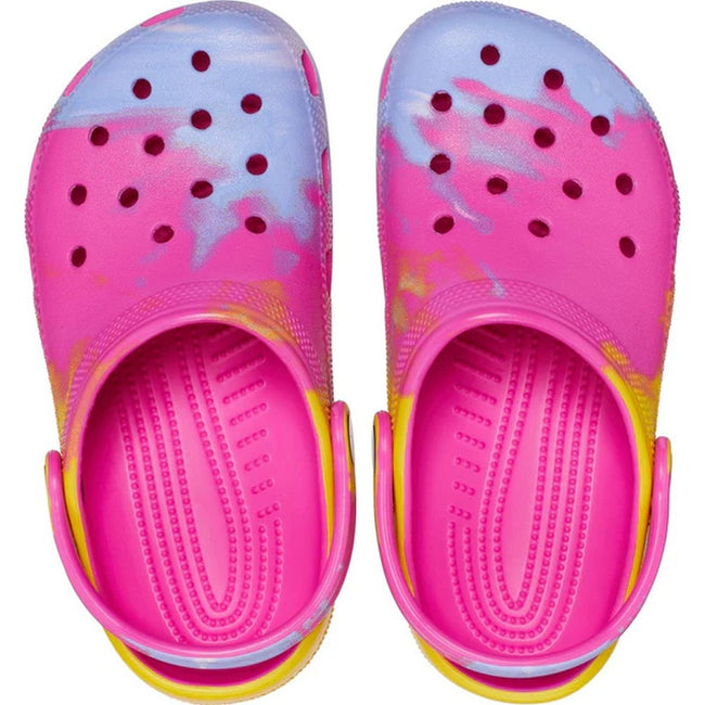 Pink-Yellow-Blue - Pack Shot - Crocs Childrens-Kids Classic Ombre Clogs
