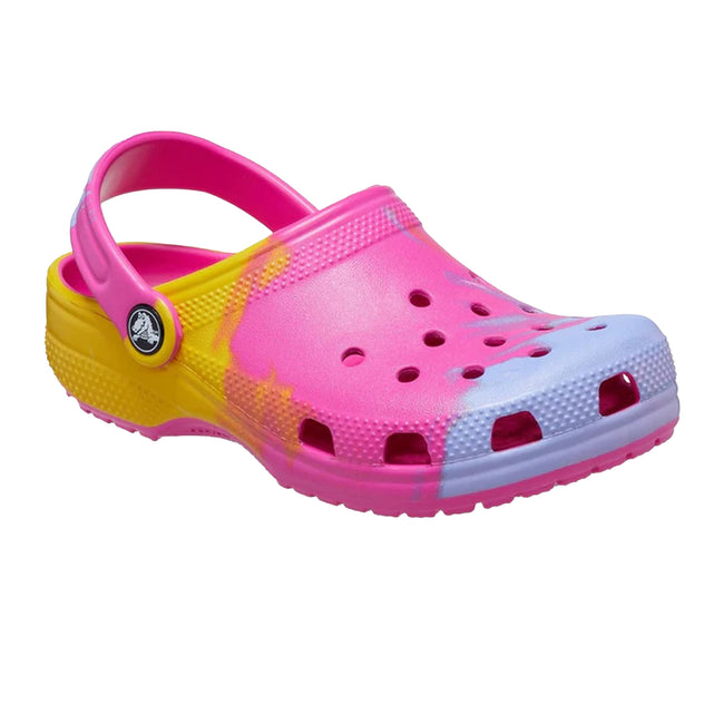 Pink-Yellow-Blue - Front - Crocs Childrens-Kids Classic Ombre Clogs
