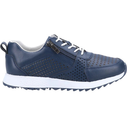 Navy - Side - Fleet & Foster Womens-Ladies June Suede Trainers
