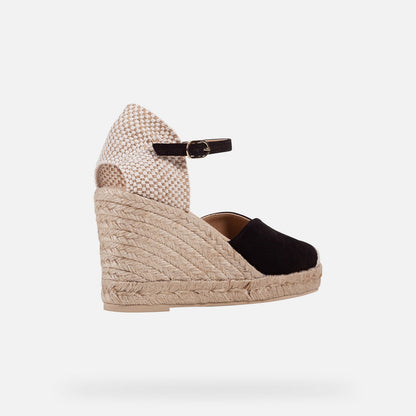 Black - Back - Geox Womens-Ladies D Gelsa A Leather Sandals