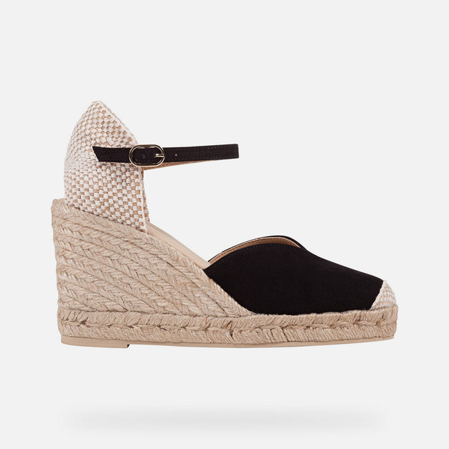 Black - Side - Geox Womens-Ladies D Gelsa A Leather Sandals