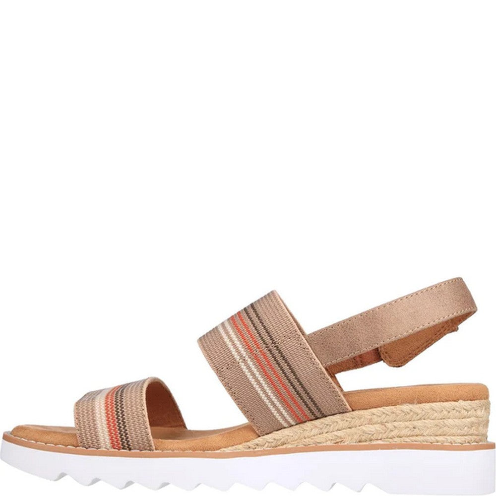 Taupe - Back - Skechers Womens-Ladies Desert Kiss Hi Tea Time Wedge Sandals