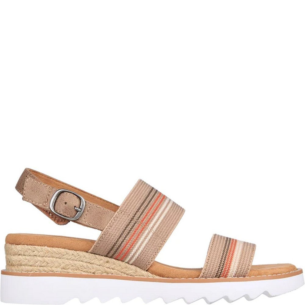 Taupe - Side - Skechers Womens-Ladies Desert Kiss Hi Tea Time Wedge Sandals