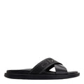 Black - Back - Base London Mens Oracle Waxy Leather Sandals