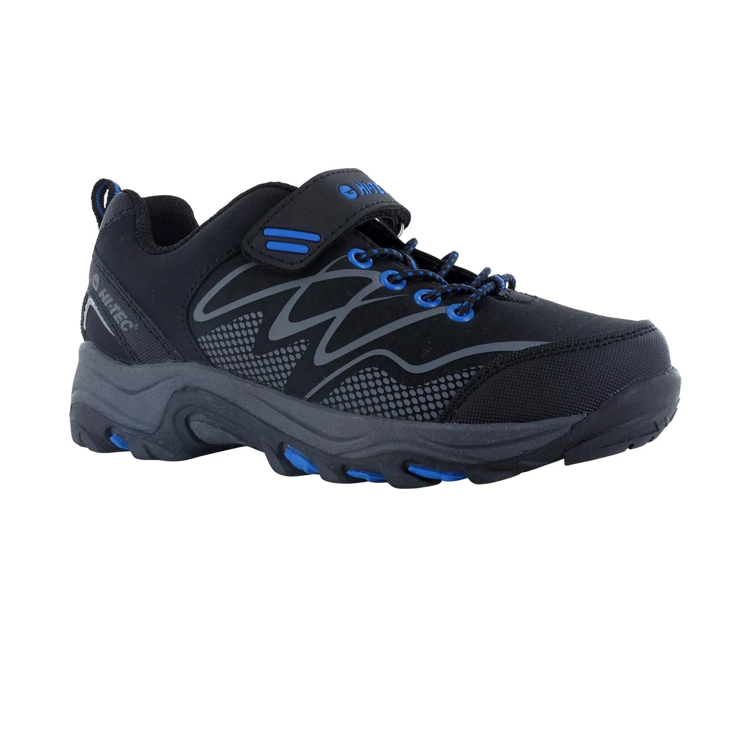 Black-Blue - Front - Hi-Tec Boys Blackout Low Cut Walking Shoes