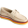 Ivory - Front - Sperry Womens-Ladies Authentic Original Stacked Leather Boat Shoes