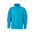 Turquoise - Front - James and Nicholson Unisex Workwear Half Zip Sweatshirt