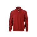 Red Wine - Front - James and Nicholson Unisex Workwear Half Zip Sweatshirt