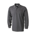 Anthracite Grey - Front - James and Nicholson Unisex Long-Sleeved Pique Polo