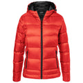 Flame Red-Black - Front - James and Nicholson Womens-Ladies Hooded Down Jacket