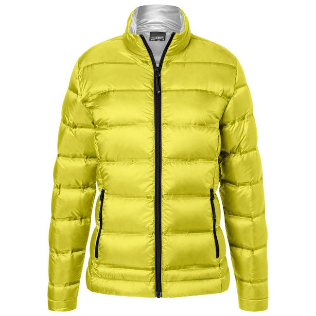 Yellow-Silver - Front - James and Nicholson Womens-Ladies Quilted Down Jacket