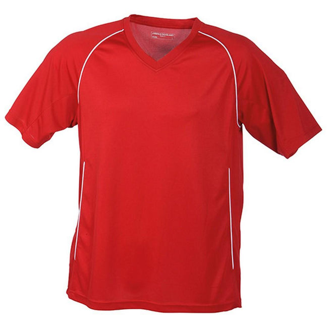 Red-White - Front - James and Nicholson Unisex Team Shirt