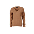 Camel Brown - Front - James and Nicholson Womens-Ladies V-Neck Pullover