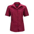 Wine - Front - James and Nicholson Womens-Ladies Shortsleeve Business Shirt