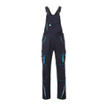 Navy-Turquoise - Front - James and Nicholson Unisex Workwear Pants with Bib Level 2