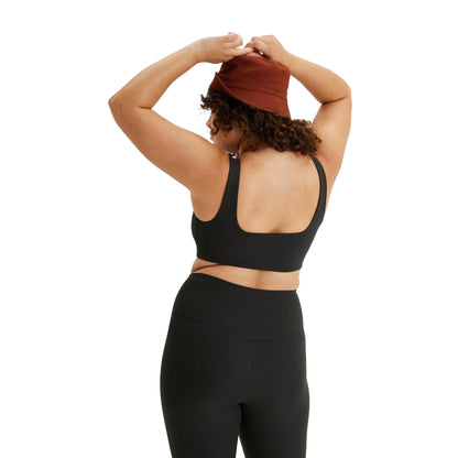 Black - Back - Girlfriend Collective Womens-Ladies Tommy Ribbed Cropped Bra