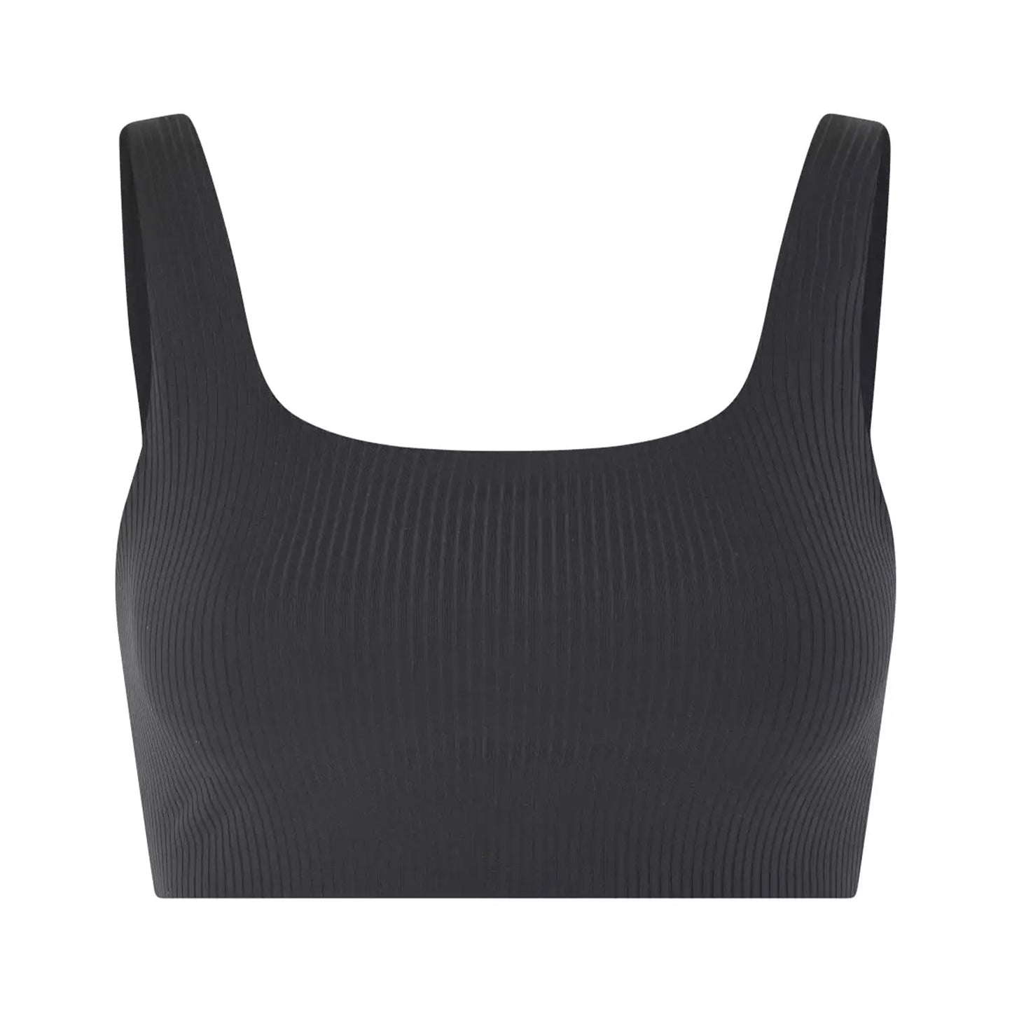 Black - Front - Girlfriend Collective Womens-Ladies Tommy Ribbed Cropped Bra